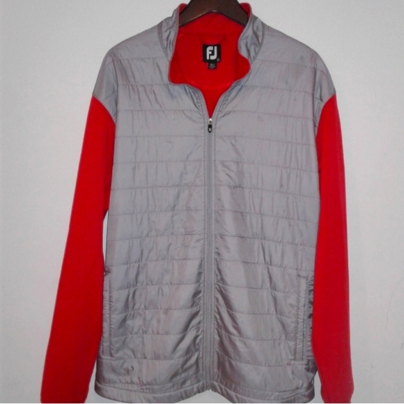 NEW FootJoy Golf Full-Zip Hybrid Jacket Red/Gray XL wind water resistant - Picture 1 of 8